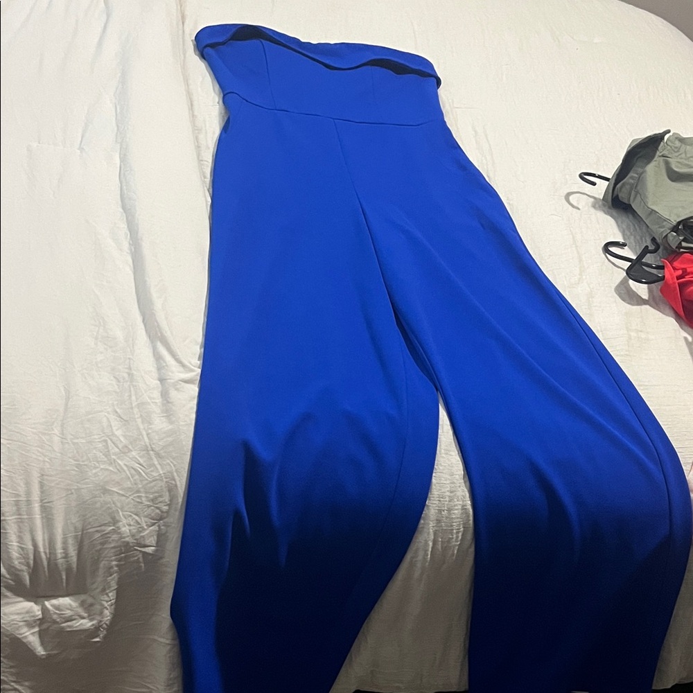 Chic Royal Blue Strapless Jumpsuit